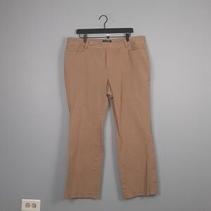 Lauren Ralph Lauren Adelle Cotton Camel Khaki Tan Straight Leg Pants